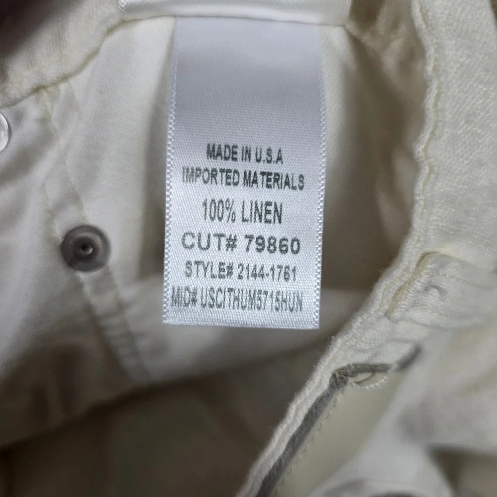 Citizens of Humanity Mens 34 Linen Wide Leg Pants Cream Drawstring 2144-1761 USA